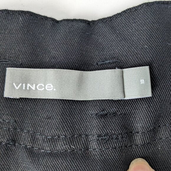VINCE High Rise Linen Blend Cropped Pants Black Rope Belt Women's Size 10 - Picture 10 of 13